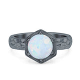 Art Deco Engagement Bridal Ring Hexagon Round Simulated Cubic Zirconia 925 Sterling Silver