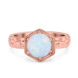 Art Deco Engagement Bridal Ring Hexagon Round Simulated Cubic Zirconia 925 Sterling Silver
