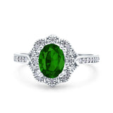 Oval Art Deco Wedding Engagement Bridal Ring Accent Vintage Round Simulated Cubic Zirconia 925 Sterling Silver