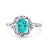 Oval Art Deco Wedding Engagement Bridal Ring Accent Vintage Round Simulated Cubic Zirconia 925 Sterling Silver