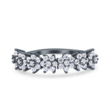 Half Eternity Petite Dainty Wedding Ring Band Round Simulated Cubic Zirconia 925 Sterling Silver (4mm)