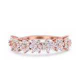 Half Eternity Petite Dainty Wedding Ring Band Round Simulated Cubic Zirconia 925 Sterling Silver (4mm)