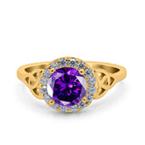 Halo Art Deco Wedding Engagement Ring Round Simulated Cubic Zirconia 925 Sterling Silver