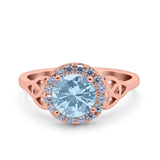Halo Art Deco Wedding Engagement Ring Round Simulated Cubic Zirconia 925 Sterling Silver