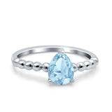 Teardrop Art Deco Pear Wedding Engagement Ring Round Simulated Cubic Zirconia 925 Sterling Silver
