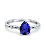 Teardrop Art Deco Pear Wedding Engagement Ring Round Simulated Cubic Zirconia 925 Sterling Silver