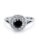 Celtic Halo Art Deco Wedding Engagement Ring Round Simulated Cubic Zirconia 925 Sterling Silver