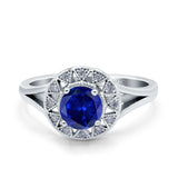 Celtic Halo Art Deco Wedding Engagement Ring Round Simulated Cubic Zirconia 925 Sterling Silver