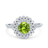 Halo Art Deco Wedding Engagement Bridal Ring Round Simulated Cubic Zirconia 925 Sterling Silver