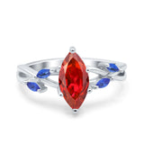 Infinity Twist Sapphire Marquise Wedding Ring Simulated Cubic Zirconia 925 Sterling Silver