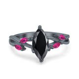 Infinity Twist Marquise Wedding Ring Simulated Cubic Zirconia & Ruby 925 Sterling Silver