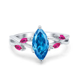Infinity Twist Marquise Wedding Ring Simulated Cubic Zirconia & Ruby 925 Sterling Silver