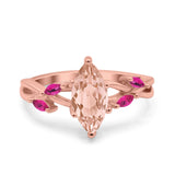 Infinity Twist Marquise Wedding Ring Simulated Cubic Zirconia & Ruby 925 Sterling Silver