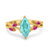 Infinity Twist Marquise Wedding Ring Simulated Cubic Zirconia & Ruby 925 Sterling Silver