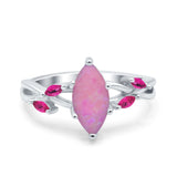 Infinity Twist Marquise Wedding Ring Simulated Cubic Zirconia & Ruby 925 Sterling Silver
