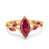 Infinity Twist Marquise Wedding Ring Simulated Cubic Zirconia & Ruby 925 Sterling Silver