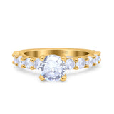 Art Deco Wedding Bridal Ring Round Simulated Cubic Zirconia 925 Sterling Silver