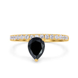 Teardrop Art Deco Pear Wedding Bridal Ring Round Simulated Cubic Zirconia 925 Sterling Silver