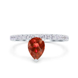 Teardrop Art Deco Pear Wedding Bridal Ring Round Simulated Cubic Zirconia 925 Sterling Silver