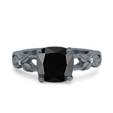 Art Deco Cushion Cut Wedding Engagement Bridal Ring Simulated Cubic Zirconia 925 Sterling Silver