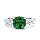 Art Deco Cushion Cut Wedding Engagement Bridal Ring Simulated Cubic Zirconia 925 Sterling Silver