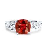 Art Deco Cushion Cut Wedding Engagement Bridal Ring Simulated Cubic Zirconia 925 Sterling Silver