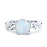 Art Deco Cushion Cut Wedding Engagement Bridal Ring Simulated Cubic Zirconia 925 Sterling Silver
