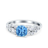 Vintage Style Art Deco Cushion and Marquise Wedding Engagement Ring Simulated Cubic Zirconia 925 Sterling Silver