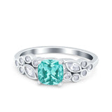 Vintage Style Art Deco Cushion and Marquise Wedding Engagement Ring Simulated Cubic Zirconia 925 Sterling Silver