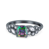 Vintage Style Art Deco Cushion and Marquise Wedding Engagement Ring Simulated Cubic Zirconia 925 Sterling Silver