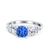 Vintage Style Art Deco Cushion and Marquise Wedding Engagement Ring Simulated Cubic Zirconia 925 Sterling Silver