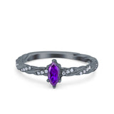 Vintage Style Twisted Half Eternity Band Marquise Wedding Engagement Ring Simulated Cubic Zirconia 925 Sterling Silver