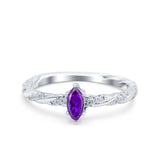 Vintage Style Twisted Half Eternity Band Marquise Wedding Engagement Ring Simulated Cubic Zirconia 925 Sterling Silver