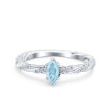 Vintage Style Twisted Half Eternity Band Marquise Wedding Engagement Ring Simulated Cubic Zirconia 925 Sterling Silver