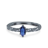 Vintage Style Twisted Half Eternity Band Marquise Wedding Engagement Ring Simulated Cubic Zirconia 925 Sterling Silver