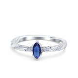 Vintage Style Twisted Half Eternity Band Marquise Wedding Engagement Ring Simulated Cubic Zirconia 925 Sterling Silver