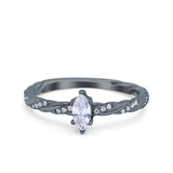 Vintage Style Twisted Half Eternity Band Marquise Wedding Engagement Ring Simulated Cubic Zirconia 925 Sterling Silver