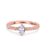 Vintage Style Twisted Half Eternity Band Marquise Wedding Engagement Ring Simulated Cubic Zirconia 925 Sterling Silver