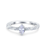 Vintage Style Twisted Half Eternity Band Marquise Wedding Engagement Ring Simulated Cubic Zirconia 925 Sterling Silver