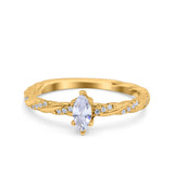 Vintage Style Twisted Half Eternity Band Marquise Wedding Engagement Ring Simulated Cubic Zirconia 925 Sterling Silver