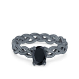 Celtic Weave Braided Style Oval Wedding Engagement Ring Simulated Cubic Zirconia 925 Sterling Silver