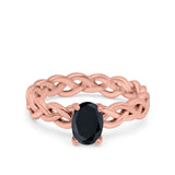 Celtic Weave Braided Style Oval Wedding Engagement Ring Simulated Cubic Zirconia 925 Sterling Silver