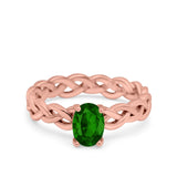 Celtic Weave Braided Style Oval Wedding Engagement Ring Simulated Cubic Zirconia 925 Sterling Silver
