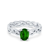 Celtic Weave Braided Style Oval Wedding Engagement Ring Simulated Cubic Zirconia 925 Sterling Silver