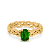 Celtic Weave Braided Style Oval Wedding Engagement Ring Simulated Cubic Zirconia 925 Sterling Silver