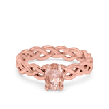 Celtic Weave Braided Style Oval Wedding Engagement Ring Simulated Cubic Zirconia 925 Sterling Silver