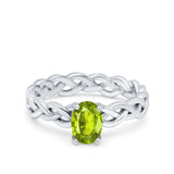 Celtic Weave Braided Style Oval Wedding Engagement Ring Simulated Cubic Zirconia 925 Sterling Silver