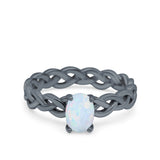 Celtic Weave Braided Style Oval Wedding Engagement Ring Simulated Cubic Zirconia 925 Sterling Silver