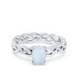 Celtic Weave Braided Style Oval Wedding Engagement Ring Simulated Cubic Zirconia 925 Sterling Silver