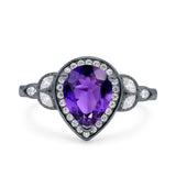 Halo Art Deco Wedding Pear Bridal Ring Marquise Round Simulated Cubic Zirconia 925 Sterling Silver